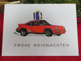 AIR COOLED STYLE Weihnachtskarte - Weihnachtsmann im schnellen Schlitten aus Zuffenhausen