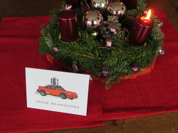 AIR COOLED STYLE Weihnachtskarte - Weihnachtsmann im schnellen Schlitten aus Zuffenhausen