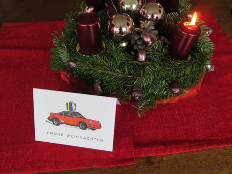 AIR COOLED STYLE Weihnachtskarte - Weihnachtsmann im schnellen Schlitten aus Zuffenhausen